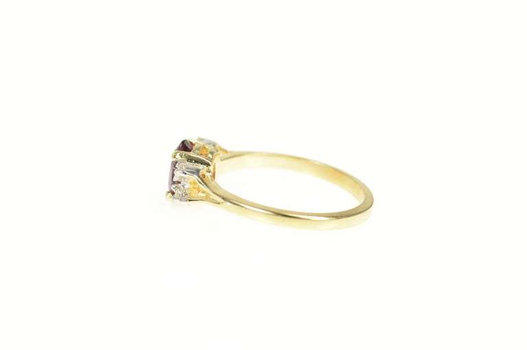 14K Yellow Gold Oval Garnet Diamond Accent Statement Ring
