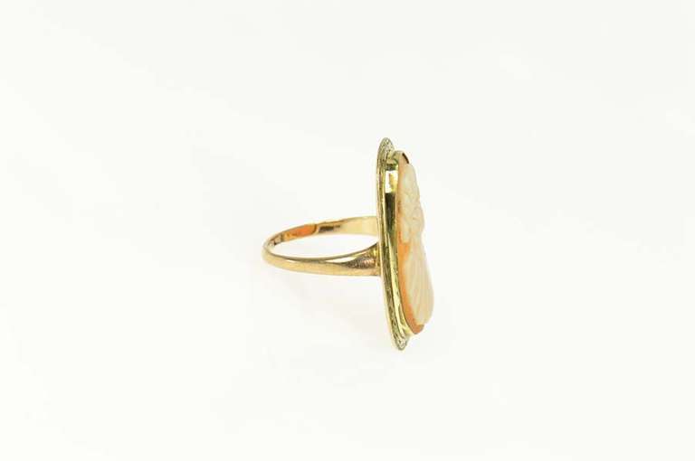10K Yellow Gold Victorian Etched Carved Cameo Statement Ring