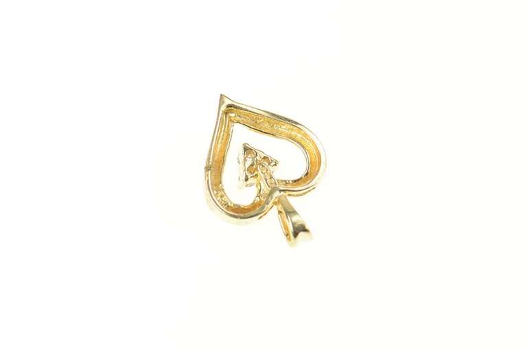 10K Yellow Gold Diamond Classic Heart Love Symbol Pendant