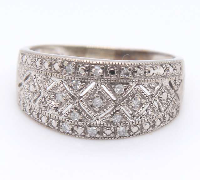 Dazzling White Gold Diamond Wide Band