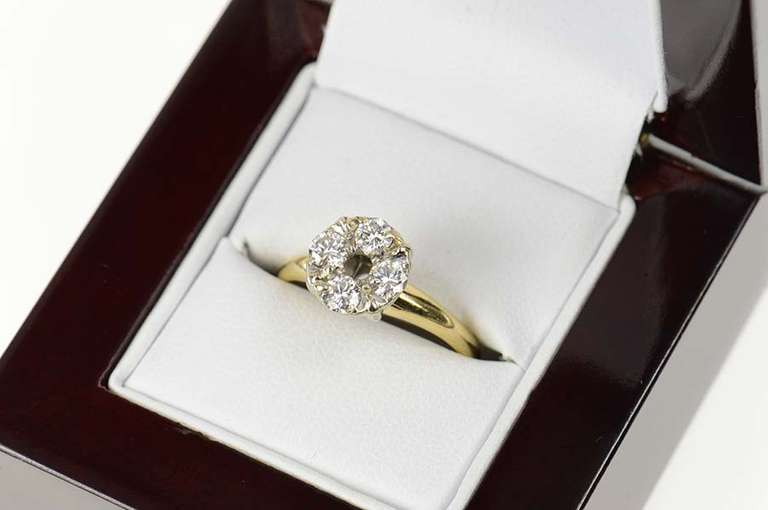 14K Yellow Gold 0.60 Ctw Diamond 4.5mm Engagement Setting Ring