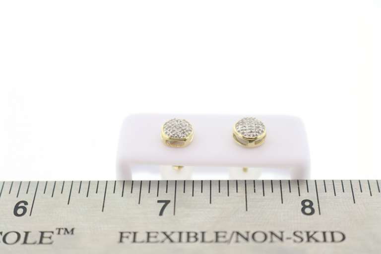 Elegant Round Diamond Clustered Earrings with 10k Yellow Gold