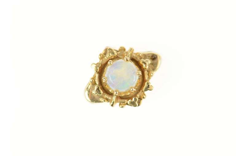 14K Yellow Gold Ornate Opal Decorative Slide Bracelet Charm/Pendant