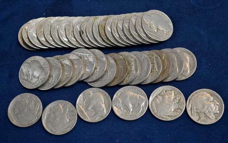Lot Of 40 Buffalo Nickels, Full Date.