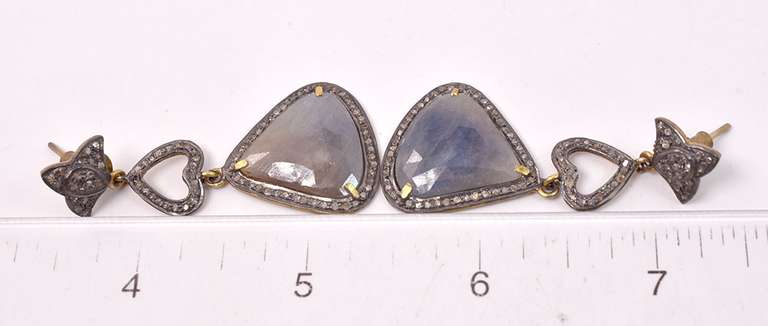 Dazzling 14.12CTW Rare Gray Sapphire and Diamond Earrings in Gold Plated Sterling Silver