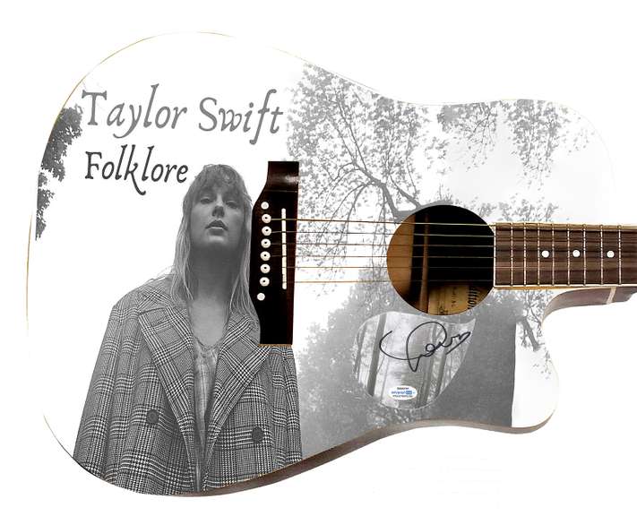 Taylor Swift Folklore Autographed Signed Custom Photo Graphics Guitar ACOA