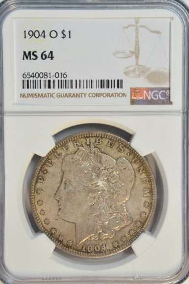 Great near Gem BU 1904-O Morgan Silver Dollar. NGC MS64