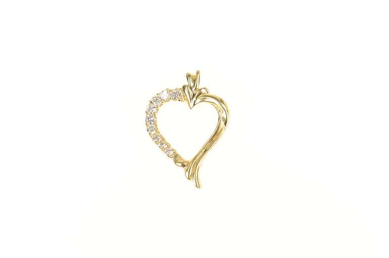 14K Yellow Gold 0.50 Ctw Curvy Heart Classic Love Symbol Pendant