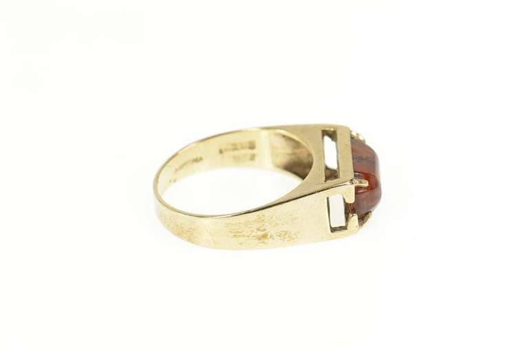 9K Yellow Gold Carnelian Squared Cabochon Squared Statement Ring