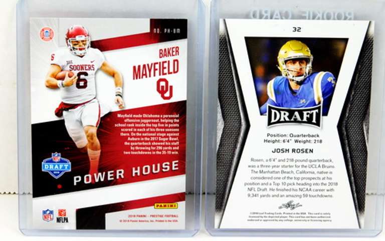 Josh Rosen and Baker Mayfield College Football Cards
