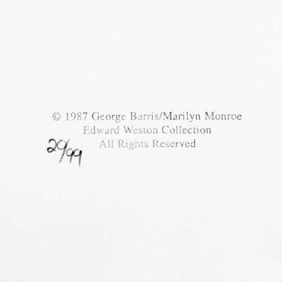 George Barris (1922-2016), "Marilyn Monroe: The Last Shoot" Photograph Printed from the Original Negative, Hand Signed and Numbered Inverso 20/99 with Letter of Authenticity