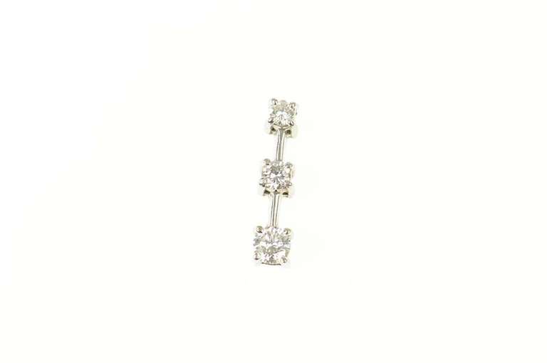 14K White Gold 0.48 Ctw Diamond Tiered Bar Statement Pendant