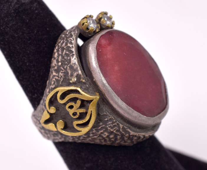Fantastic 10.15CTS Natural Ruby & White Crystal Accent Ring in Sterling Silver