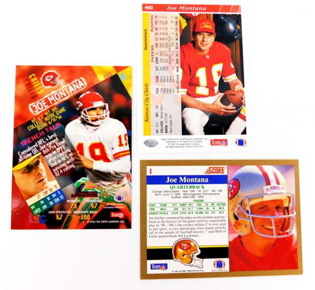3 Joe Montana Football Cards