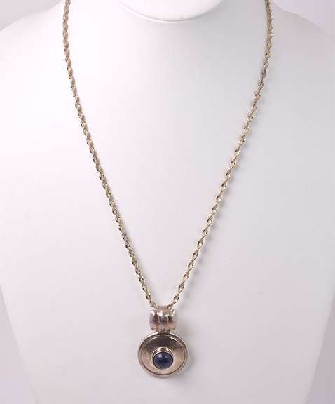 Brilliant Blue Stoner Pendant Necklace in Sterling Silver