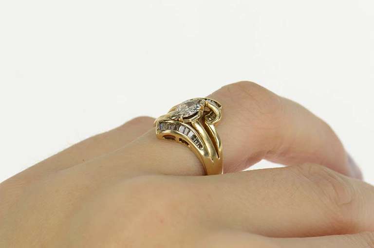 14K Yellow Gold 0.80 Ctw Duchess Diamond Engagement Set Ring
