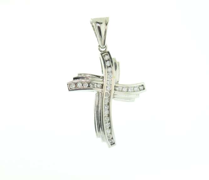 14 KT WHITE GOLD DIAMOND CROSS PENDANT