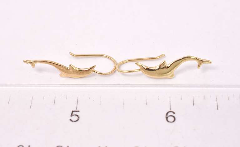 Dazzling Doldphin Earrings in 14K Yellow Gold