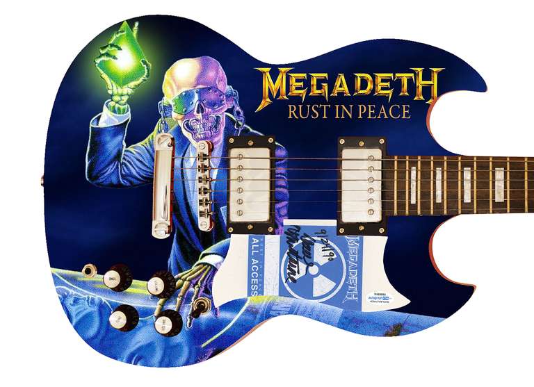 Megadeth Dave Mustaine Signed Rust In Peace Custom Photo Graphics Guitar ACOA