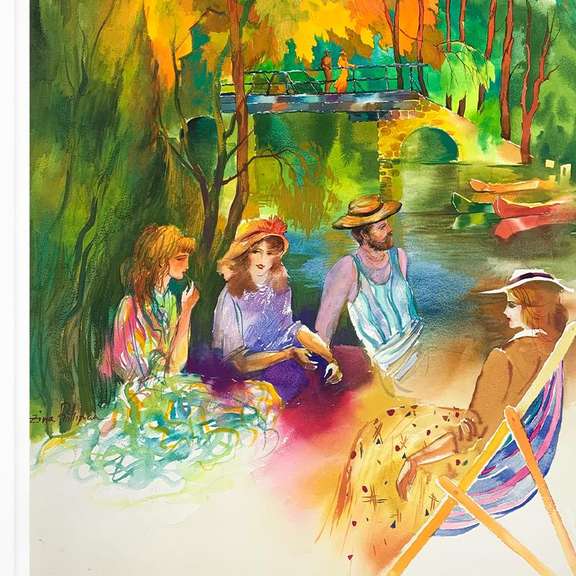 Zina Roitman, Framed Hand Signed Original Painting with Letter of Authenticity.