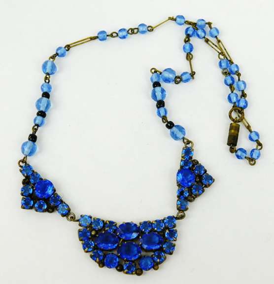 Regal Antique Austrian Blue Crystal Necklace