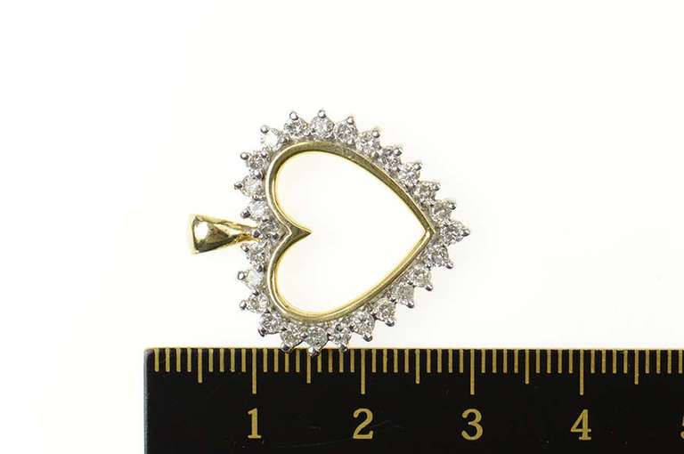 14K Yellow Gold 0.78 Ctw Heart Love Symbol Classic Valentine Pendant