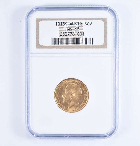MS65 1918-S Australia 1 Sovereign Gold Coin - Graded NGC