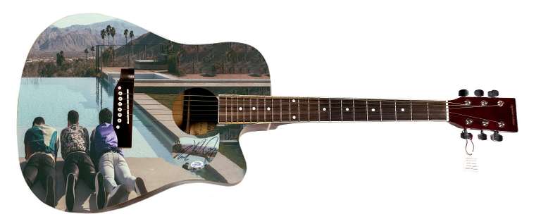 Jonas Brothers Happiness Begins Autographed Custom Photo Graphics Guitar ACOA