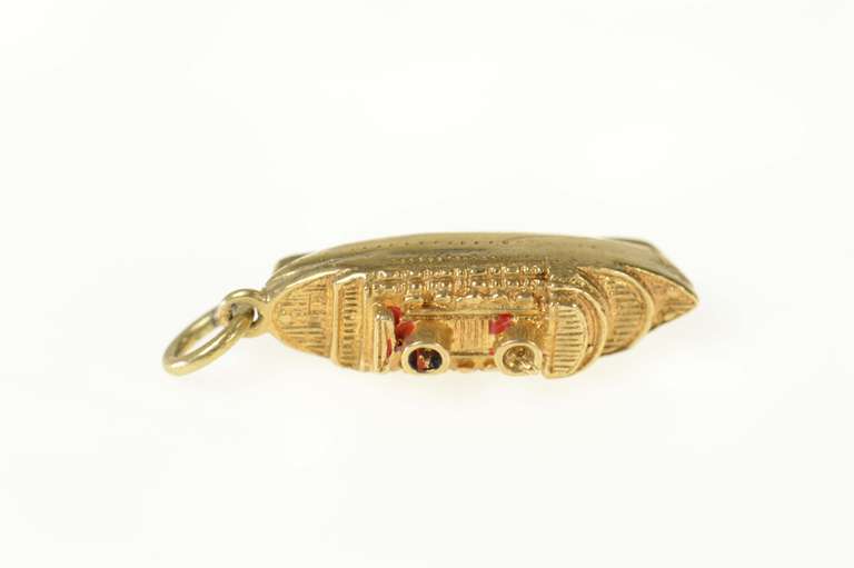 9K Yellow Gold 3D Cruise Ship Liner Passenger Boat Charm/Pendant