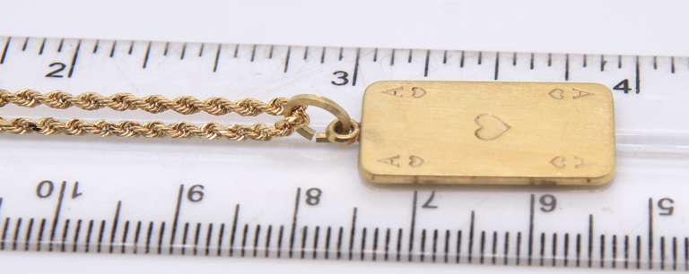 Fantastic Yellow Gold Ace of Hearts Card Necklace