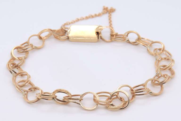 Gorgeous Yellow Gold Double Link Gold Charm Bracelet