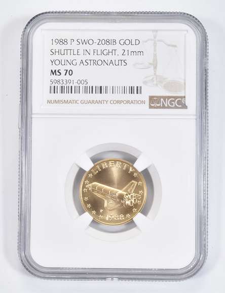 MS70 1988-P Astronauts Shuttle In Flight SWO-208IB Gold US Mint NGC