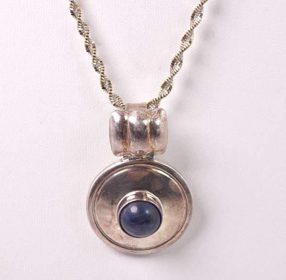 Brilliant Blue Stoner Pendant Necklace in Sterling Silver