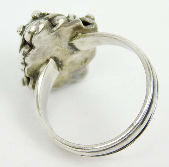 Vintage Sterling Silver Malachite Ring, Size 6.5