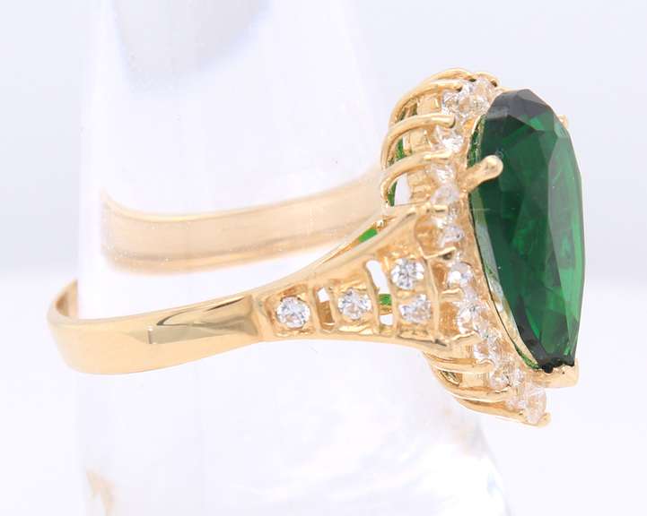 Gorgeous Yellow Gold Tourmaline and CZ Ring