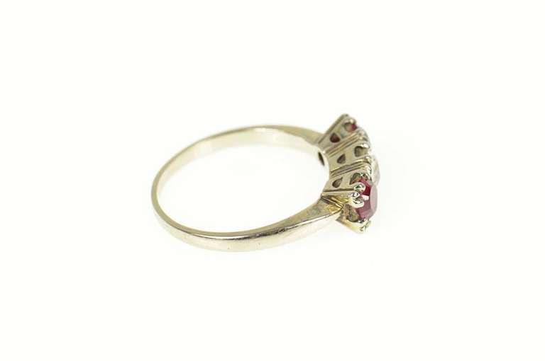 14K White Gold 1.40 Ctw 1940's Old European Diamond Ruby Ring