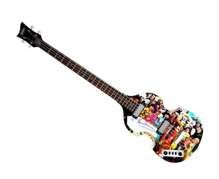 Paul McCartney Beatles Autographed Hofner Bass Photo Graphics Guitar ACOA