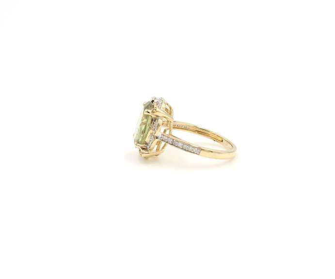 Stunning Lemon Quartz & Diamond Ring in 14K