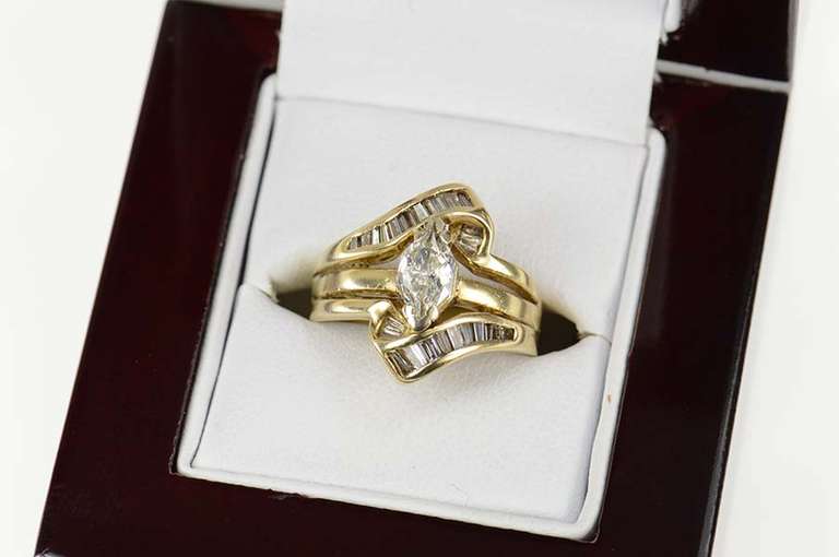 14K Yellow Gold 0.80 Ctw Duchess Diamond Engagement Set Ring