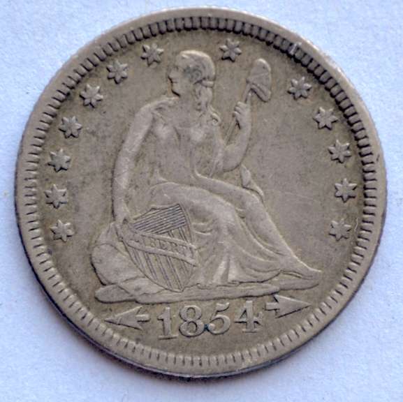 1854 Arrows Seated Quarter