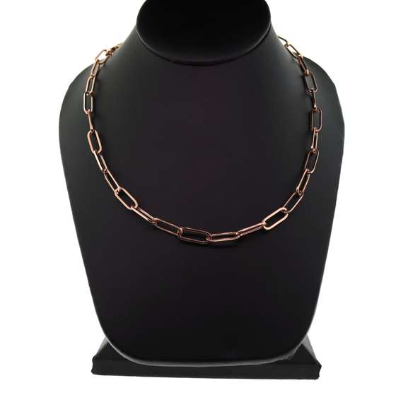 Rich 14kt rose gold cable chain necklace