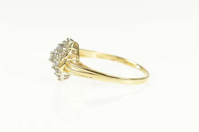 14K Yellow Gold Cluster Classic Diamond Statement Ring