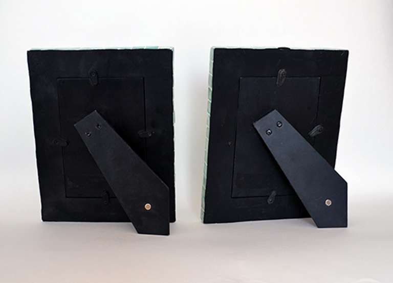 Pair of Vertical or Horizontal Handcrafted Green Mother of Pearl Photo Frames, 4x6 Pictures