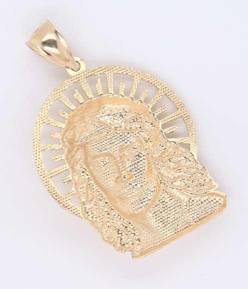 Jesus Head Yellow Gold Pendant