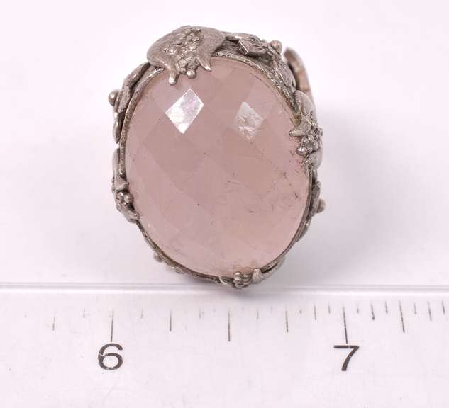 Ravishing 11.78CTS Rose Quartz Ring in Sterling Silver