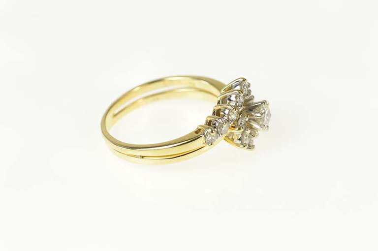 14K Yellow Gold 0.77 Ctw Diamond Swirl Engagement Bridal Set Ring