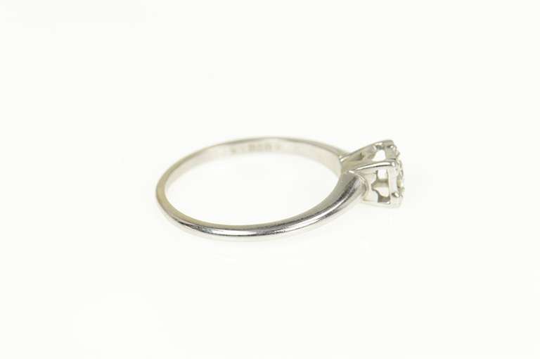 14K White Gold 0.16 Ct 1940's Diamond Solitaire Engagement Ring