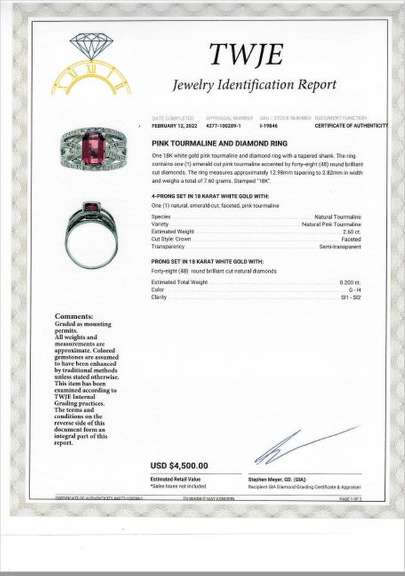 2.80ctw Pink Tourmaline and Diamond Ring in 18K