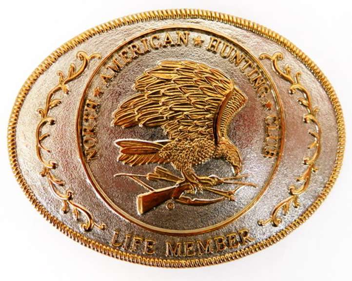 Large North American Hunting Club Belt Buckle