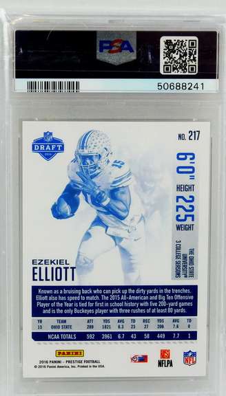 Ezekiel Elliott 2016 Panini Rookie Football Card, Mint 9